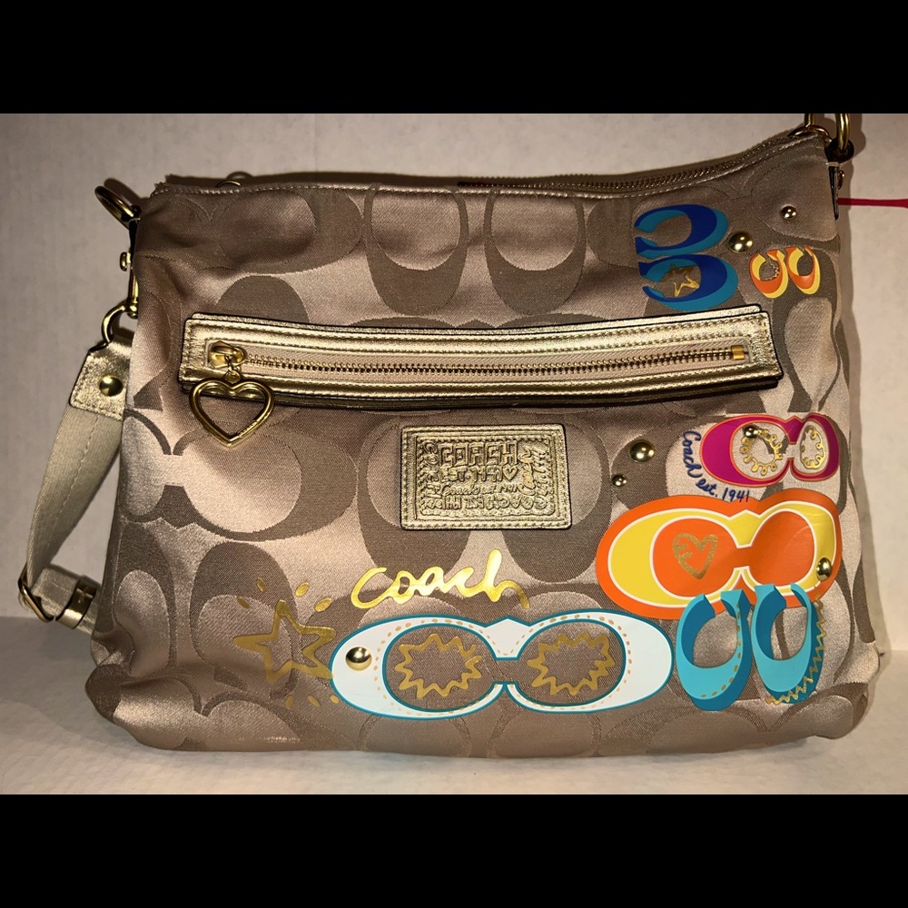 Coach Poppy Graffiti canvas hobo bag.